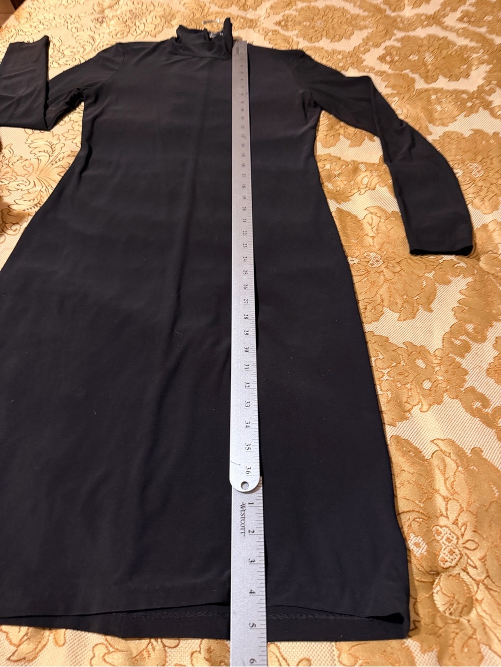Norma Kamali Black Long-Sleeve Turtleneck Dress, Sleek Stretch Knit, Sz M - Picture 16 of 16